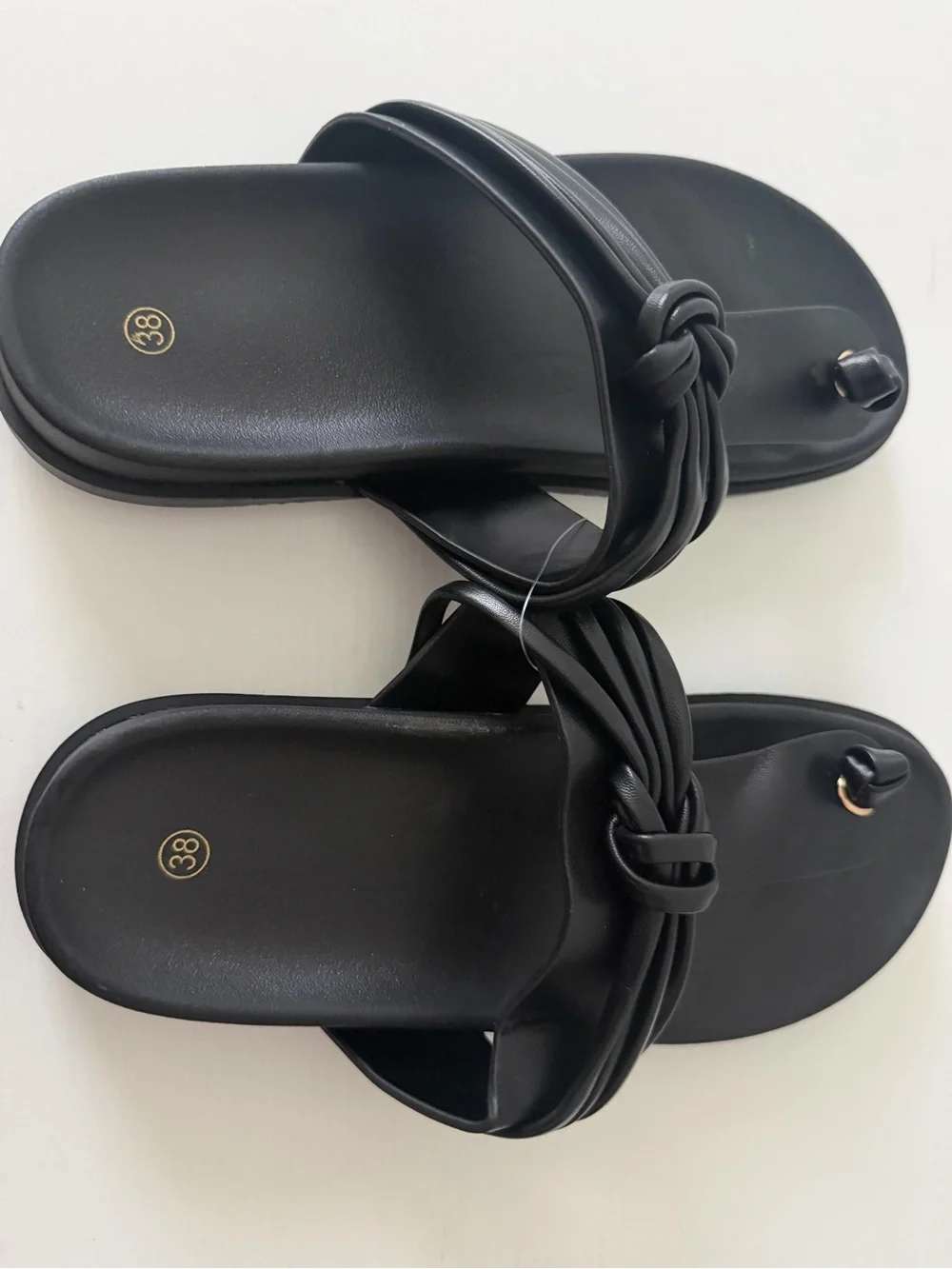 No Boundaries Black Knotted Toe-Loop Sandals